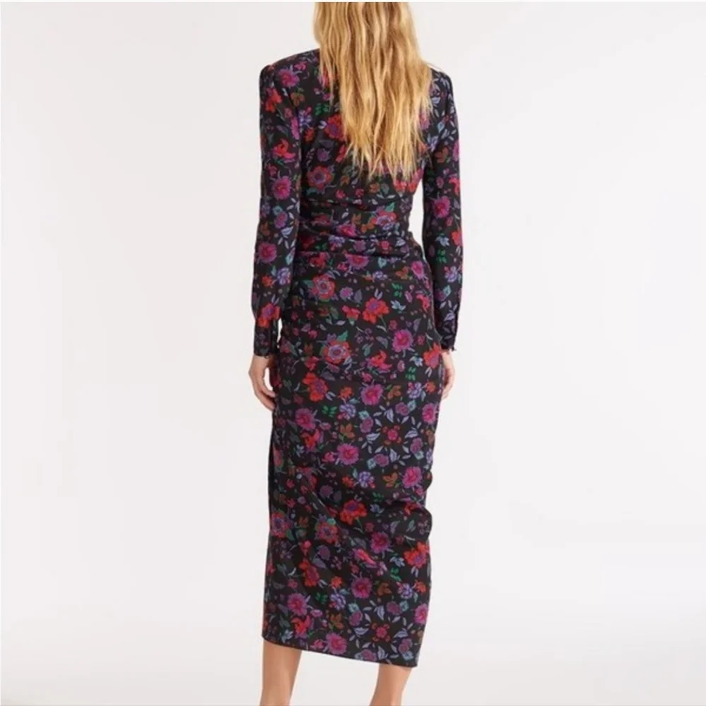 NWT Veronica Beard Selena Floral Sheath Maxi Ruched Silk Dress, size 20 - Picture 9 of 15